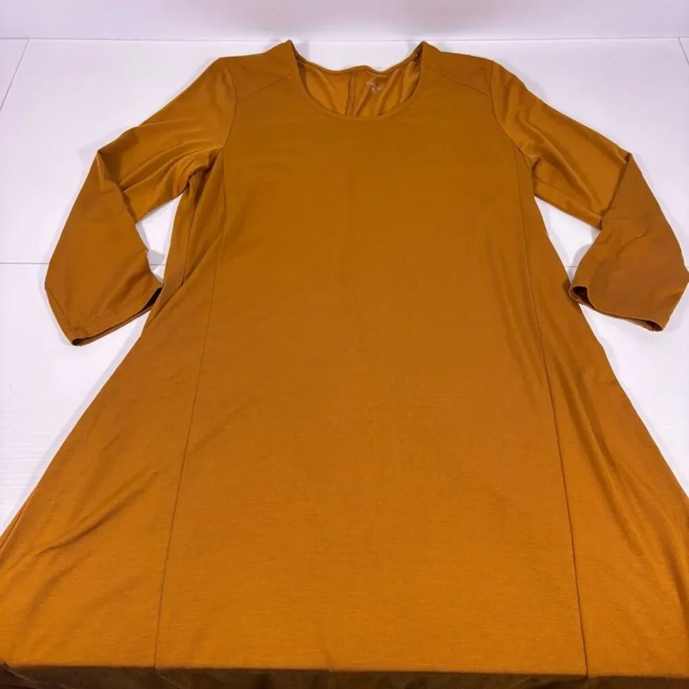 Garnet Hill Orange Long Sleeve A-Line Dress Size Small 1224